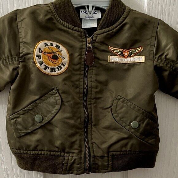 Boyz Wear By Nannette Bomber Jacket 18M Top Gun Air Patrol Olive Green Fly Boy - Picture 1 of 10